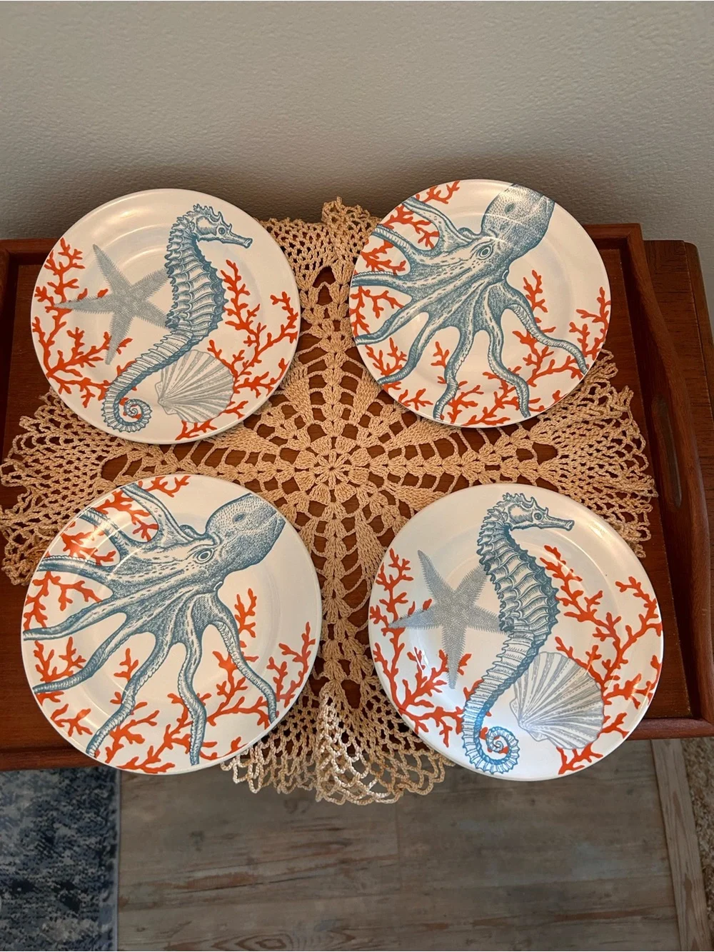 EUC 222 Fifth Coastal Life Plates Set of 4 - Nautical & Beachcore Home Decor